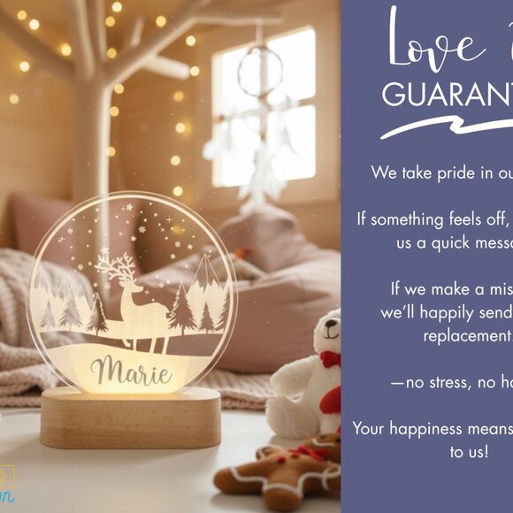 Winterland Deer Custom Name Light • Personalized LED Cloud Decor • Kids Gift - Picture 6 of 8